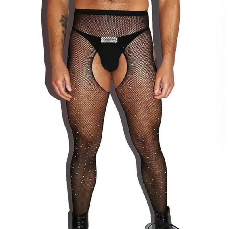 Crystal Mesh Fabric - Collants résille pour hommes à entrejambe