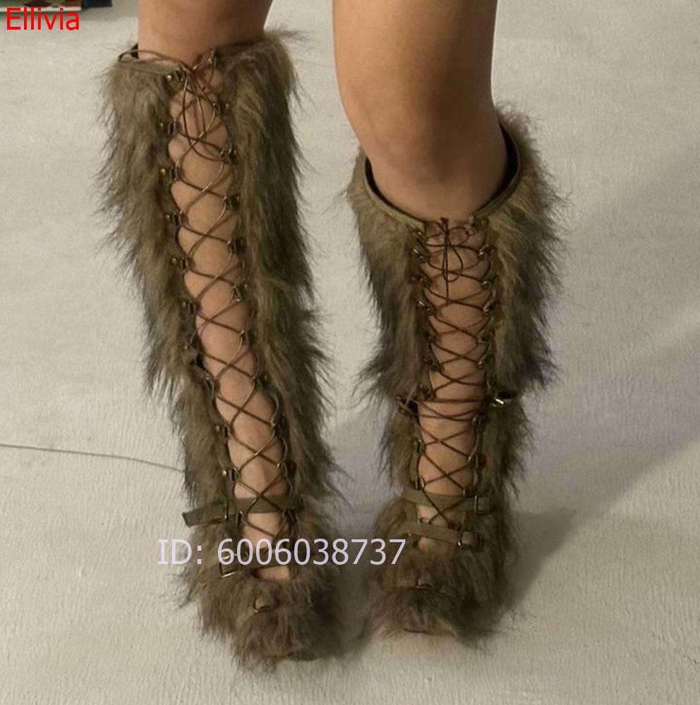 Bottes hautes en fourrure pour - Elastic Lace Trim avis et prix