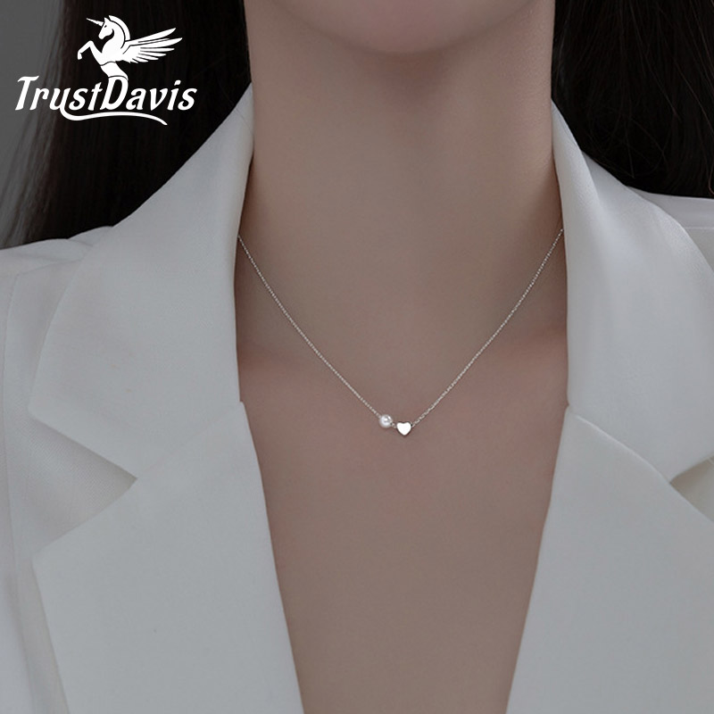 TrustDavis réel 925 en argent  - Pearl Trim Chain avis et prix